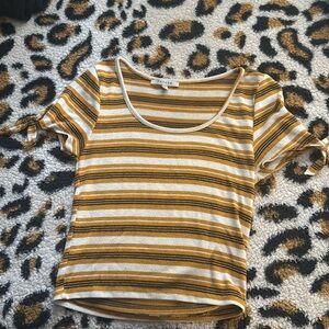 Yellow and black, striped medium papaya brand crop top